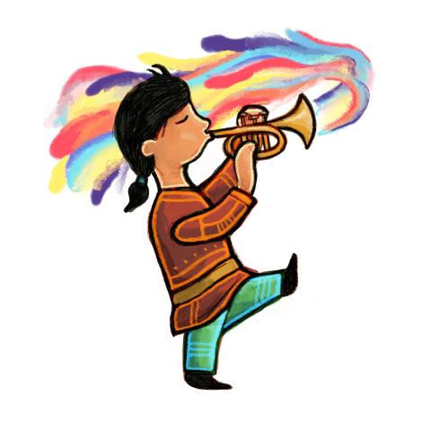 Kid with trumpet